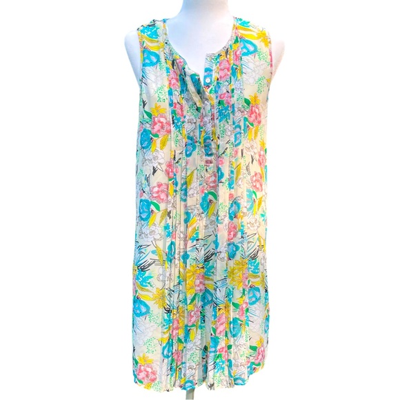 EUC DR2 WATERCOLOR FLORAL CHIFFON DRESS - Picture 3 of 9